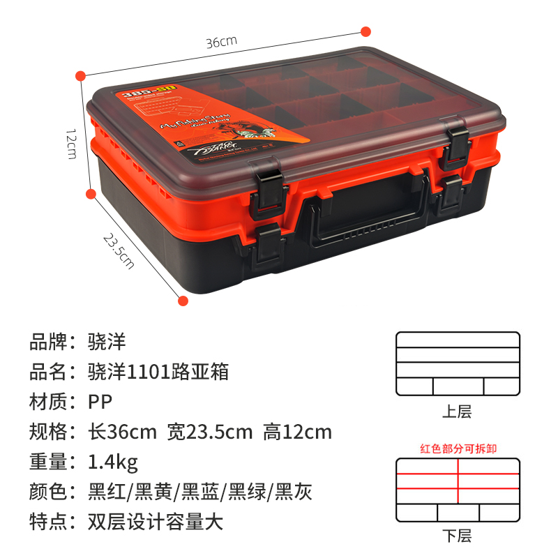 促销大号手提路亚饵盒多功能双层大工具箱渔具全套收纳便携垂钓配