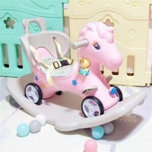高档儿马小马玩具溜溜车婴儿木童学步车两用2岁小型宝宝摇马奢华