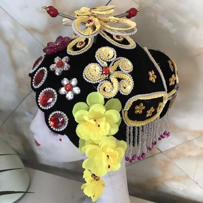 戏曲女花旦包头头饰青衣头套戏剧京剧黄梅戏唱戏的水钻鬓花全套