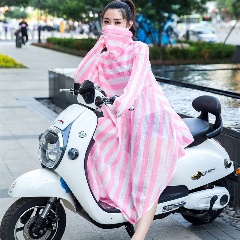 新品骑电动车防晒衣服女夏季加f长全身连帽遮脸电动摩托车防紫外