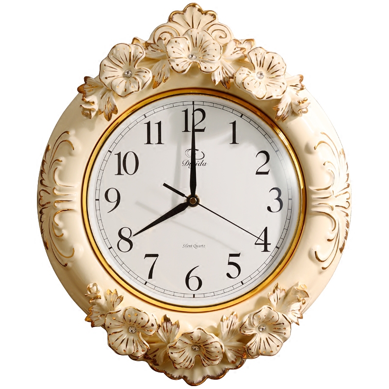 欧式客厅静音挂钟大号豪华奢华立体装饰钟表个性创意陶瓷r墙壁挂