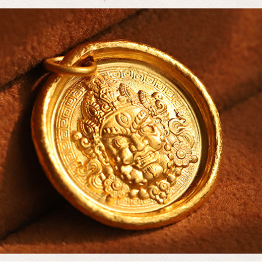 黄财神吊坠复古国潮尼泊尔藏族饰品毛衣链坠子