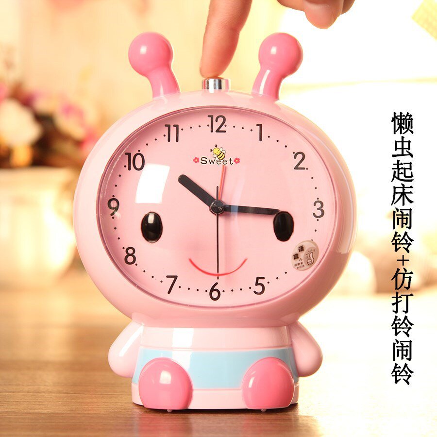 儿童闹钟卡通会说话叫懒虫起床创意学生床头女多功能专用智能可爱