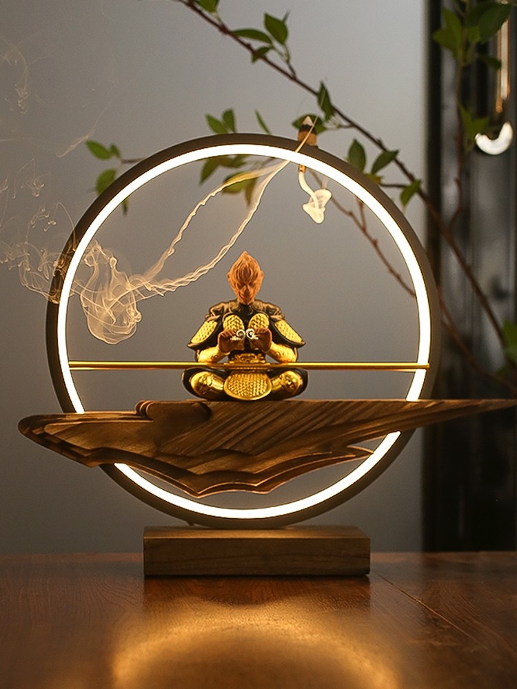 新中式齐天大圣孙悟空斗战胜佛办公室玄关客厅创意灯圈装饰品摆件