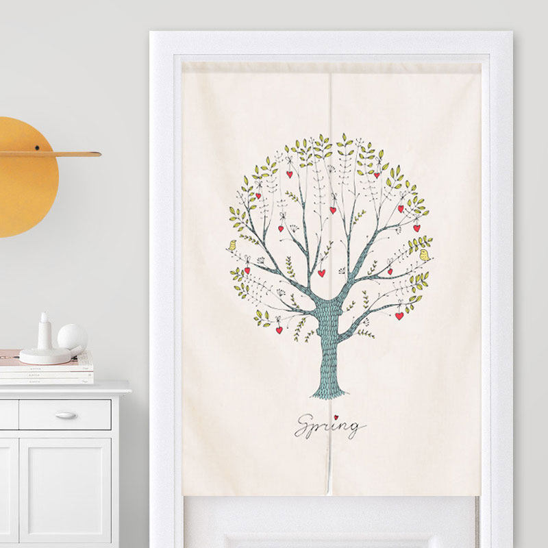 北欧布艺门帘隔断帘家用卧室厨房遮挡布帘衣柜子防尘帘半帘魔术贴