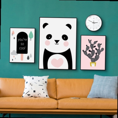 北欧风格壁画现代简约创意卡通壁画动物植物玄关挂画儿童房装饰画