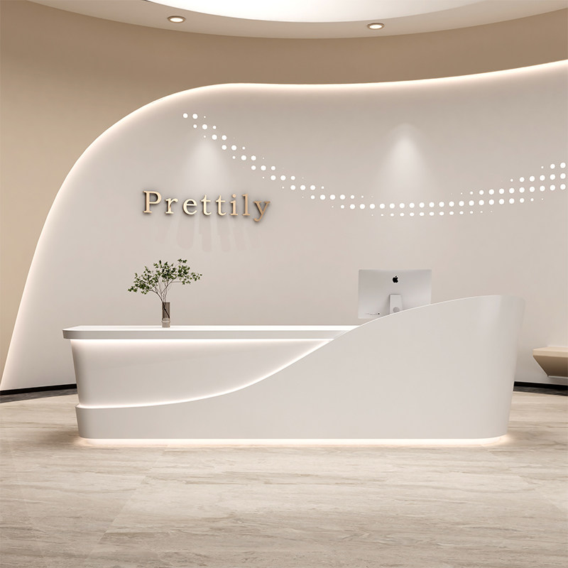 简约现代美容院收银台口腔牙科诊所服务导诊台吧台公司前台接待台