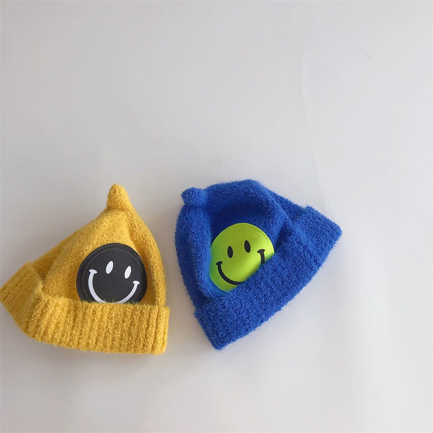 ins秋冬韩国婴儿可爱笑脸奶嘴帽男女宝宝针织毛线帽百搭保暖帽子