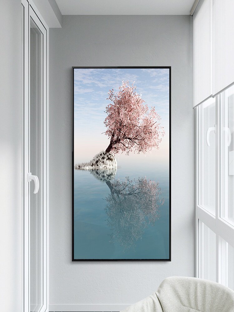 (今日8.5折)北欧玄关装饰画风v景建筑进门入户门背景墙壁画走廊尽头挂