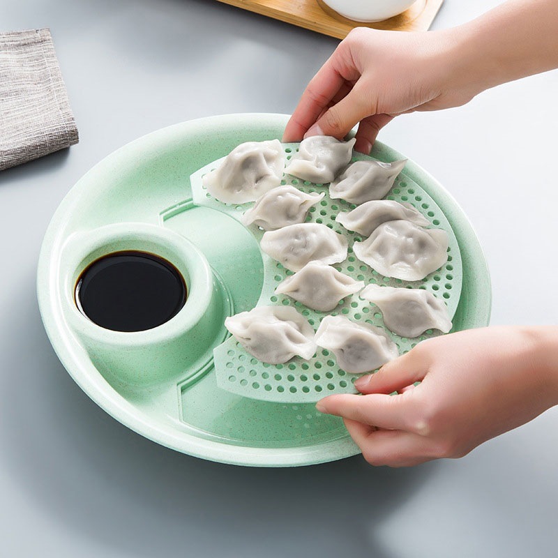 小麦秸秆饺子盘带醋碟家用水饺盘子圆形水果盘双层沥水盘餐具碟子在类目 家庭/个人清洁工具, 家务/地板清洁用具, 百洁布中 - 来自Buy2taobao.com提供专业的淘宝代购服务