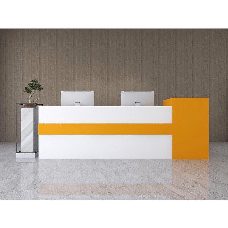 公司前台接待台创意烤漆现代简约办公前台桌收a银台吧台服务迎宾