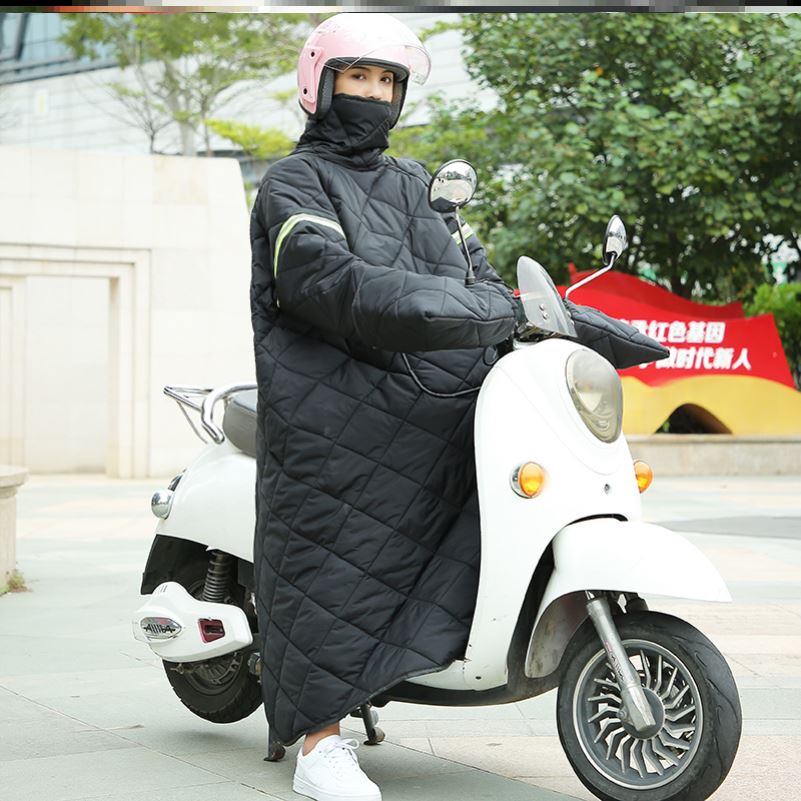 电瓶车挡风衣防寒服加绒加厚女冬季冬季外卖麾托车秋冬电动车