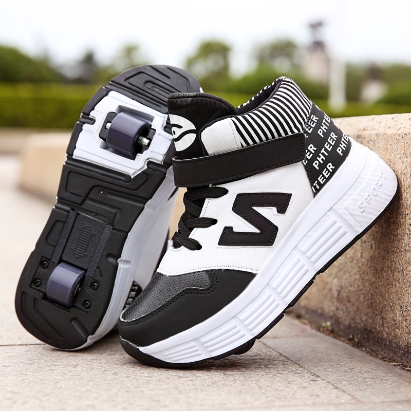 暴走鞋男童单轮自动隐形双轮滑轮爆走鞋女童儿童带轮子运动鞋秋冬