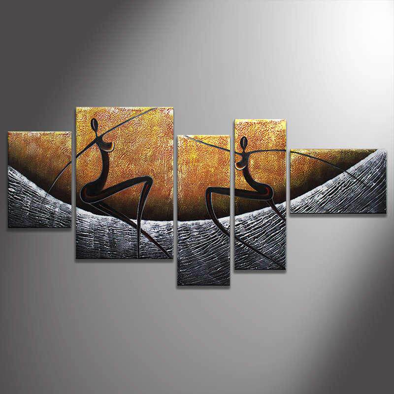 客厅油画抽象简约现代装饰画沙发背景墙挂画拼套无框画手绘艺术画