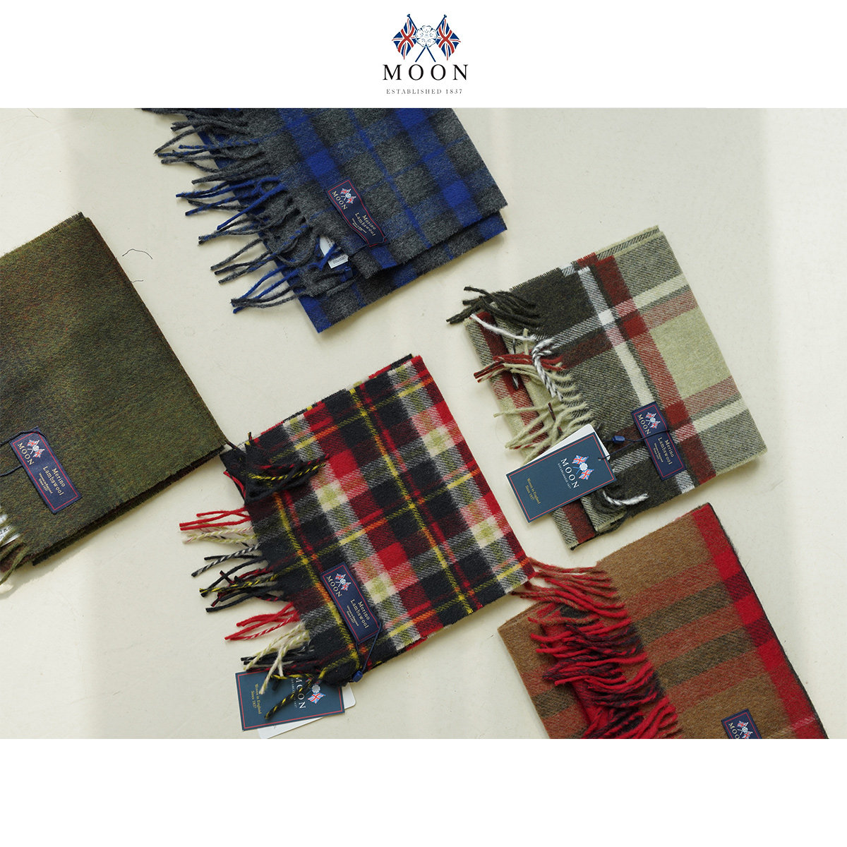 uld/英国进口moon羊毛围巾多色流苏围巾