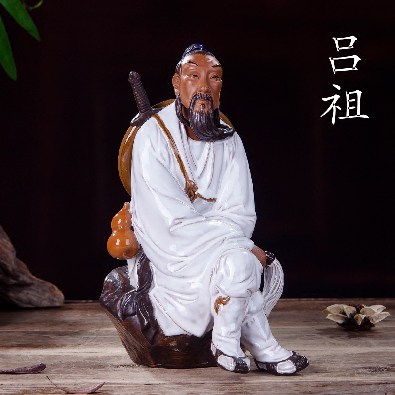 吕祖吕洞宾神像摆件客厅家居装饰品道家工艺八仙陶瓷人物石湾公仔