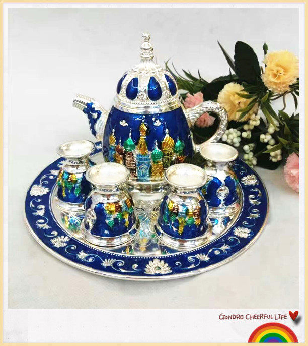 茶具俄罗斯锡制蓝色欧式古堡整套居家金属茶壶功夫茶具