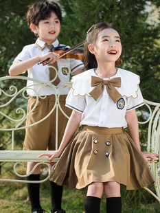 幼儿园园服夏装英伦学院风夏季衬衫校服套装小学生班服六一表演服