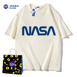 NASA GAME官网联名款新品2024纯棉短袖t恤男女潮牌上衣情侣装T恤C