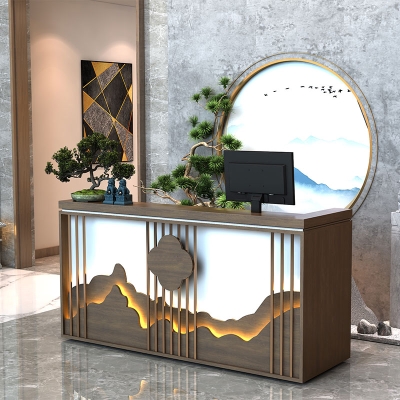 收银台柜台简约现代实木中式图片