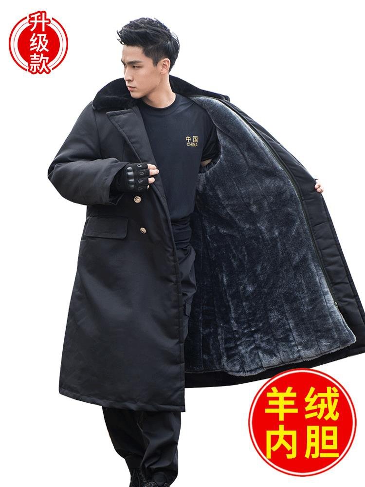 黄大衣男劳保加厚棉大衣老款军棉大衣加长加厚防寒保暖棉袄棉衣服