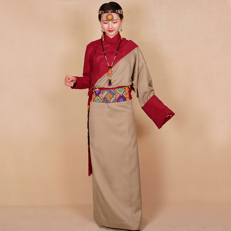 藏族男士藏服藏袍舞台演出花边服锅庄裹裙半身裙舞蹈服