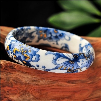 景德镇陶瓷镯子青花瓷个性手镯带礼盒小饰品中国风复古生p日礼物