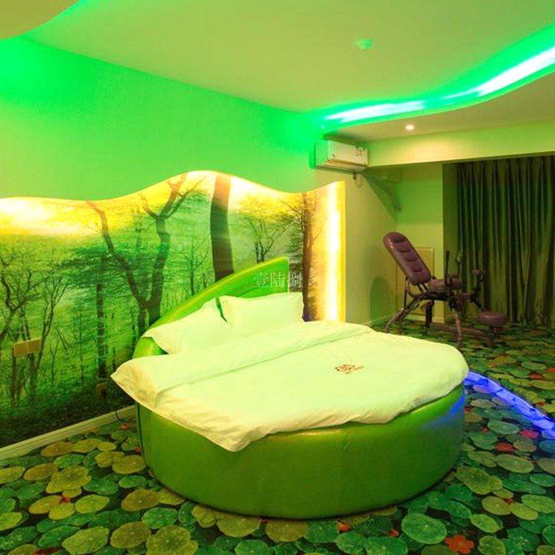 热销情趣家具_圆水床民宿家具森林风格主题酒店电动床现代房间多功能