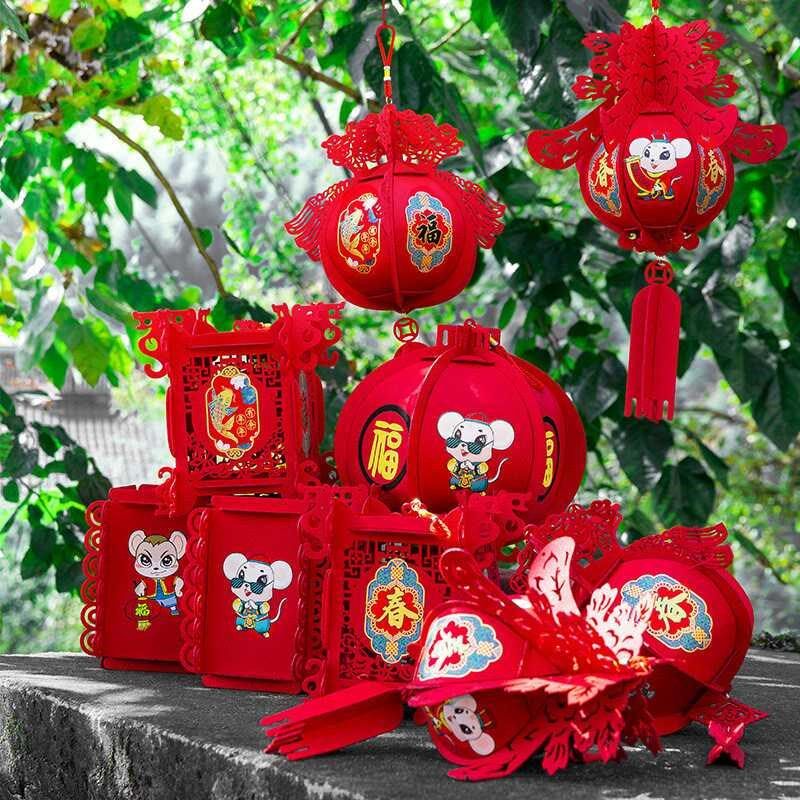 新年挂饰室外老鼠灯笼春节场景过年布置店面装饰品红灯笼室内挂件
