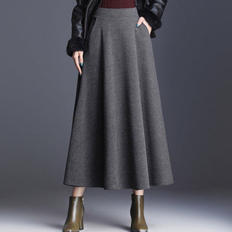 冬季2020新款秋冬毛呢半身裙中长款秋季呢子裙子女冬加厚冬裙长裙