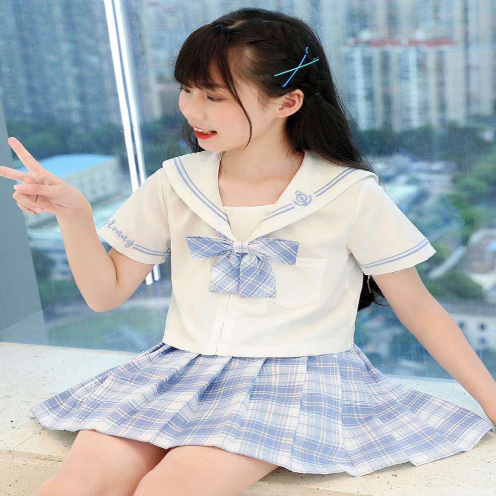 jk制服女童夏装儿童连衣裙正版全套装小学生10岁短袖夏季格裙子12