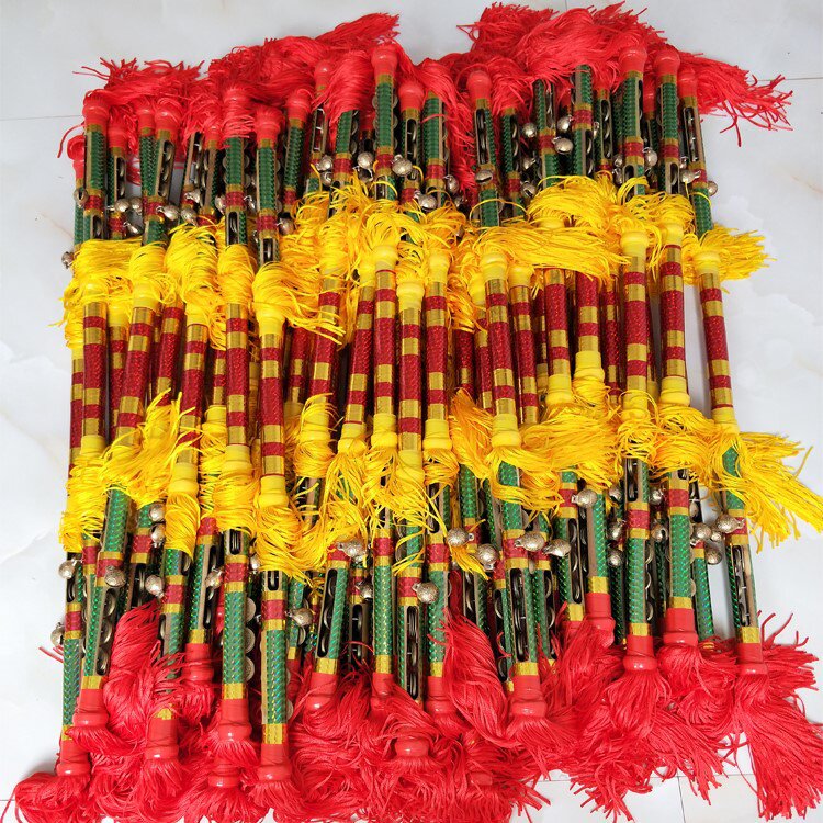 打连响花棍舞道具铜钱金钱棍连厢莲湘棒育幼儿园花棍广场舞打钱杆