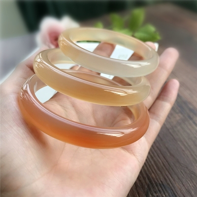 甜橙 天然冰彩玉髓玛瑙镯 蜜糖色玉髓镯子女士甜美清新手镯