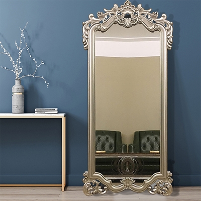 欧式落地镜壁挂家用挂墙法式镜子雕e花复古全身镜试衣镜穿衣镜