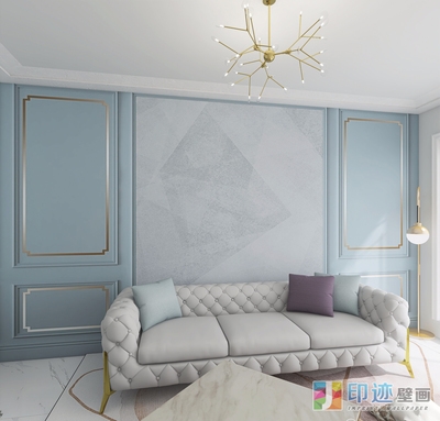 轻奢金边线条北欧方框墙纸美式客厅沙发电视背景造型框石膏线壁纸