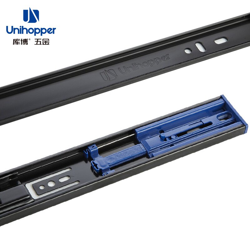 库博阻尼三节轨道反弹滚珠抽屉滑轨静音导轨键盘滑槽家装滑道精