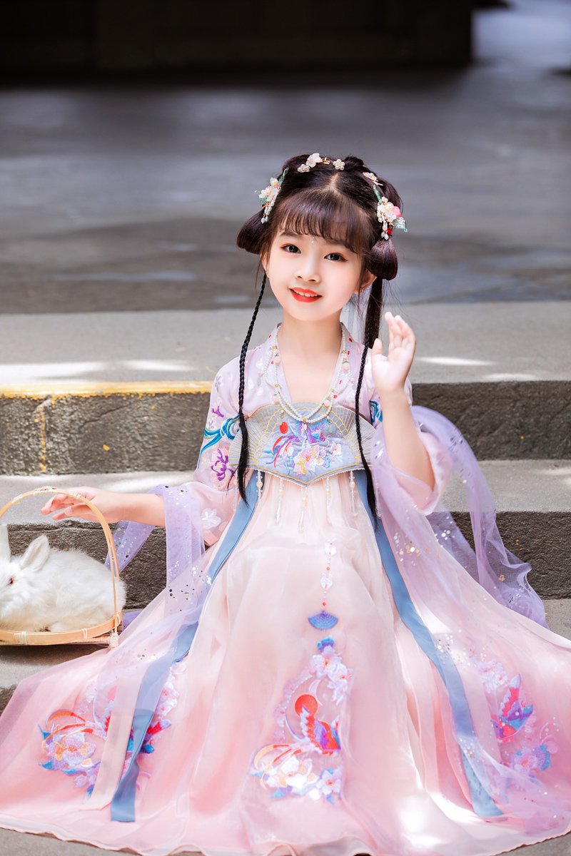汉服女童夏装中国风薄款仙气襦裙儿童古装超仙轻纱飘逸唐装连衣裙