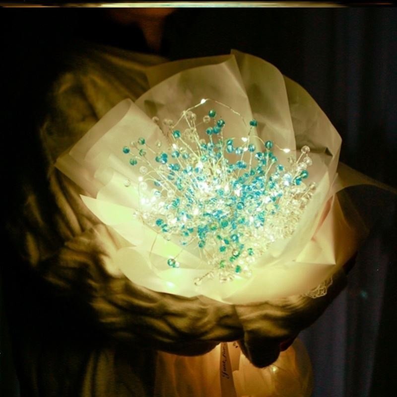 手工满天星花束灯爱心灯串珠七夕生日礼物送女朋友闺蜜diy材料创