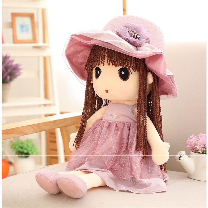 女孩玩偶洋布娃娃毛绒_可爱小女孩玩偶菲儿公主毛绒玩具床上超萌儿童
