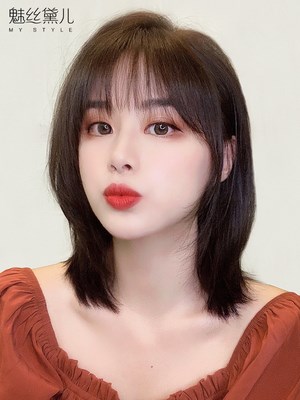 假发女中长发网红空气刘海齐肩锁骨发夏自然少女减龄短直发全头套