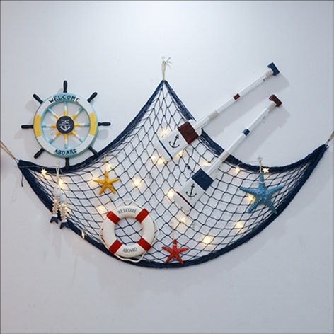 地中海风格墙上装饰品创意渔网墙面壁挂酒吧服装店铺鱼网墙饰挂件