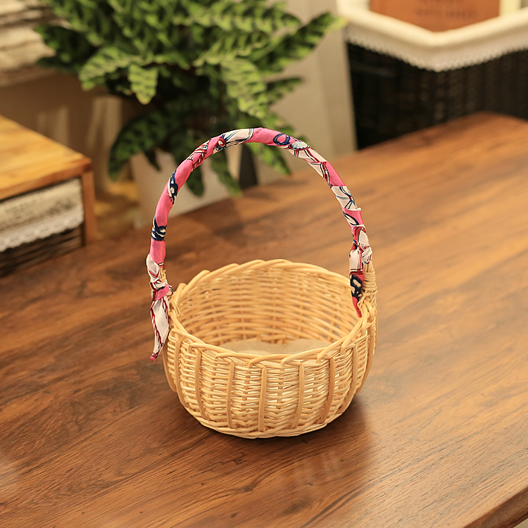 新品藤编小竹篮迷你小q篮子儿童采摘篮竹编手提蓝可爱收纳篮编织