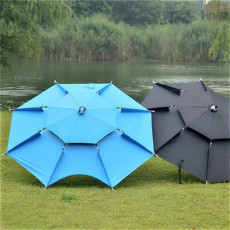 双层防风防雨钓鱼伞帽鱼伞雨伞防晒折叠头伞雨伞帽钓鱼帽遮阳遮阳