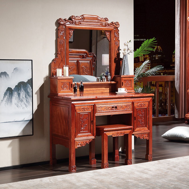 (今日10折)红木梳妆台卧室小户型化妆桌明清古典花梨木中式仿古全实木