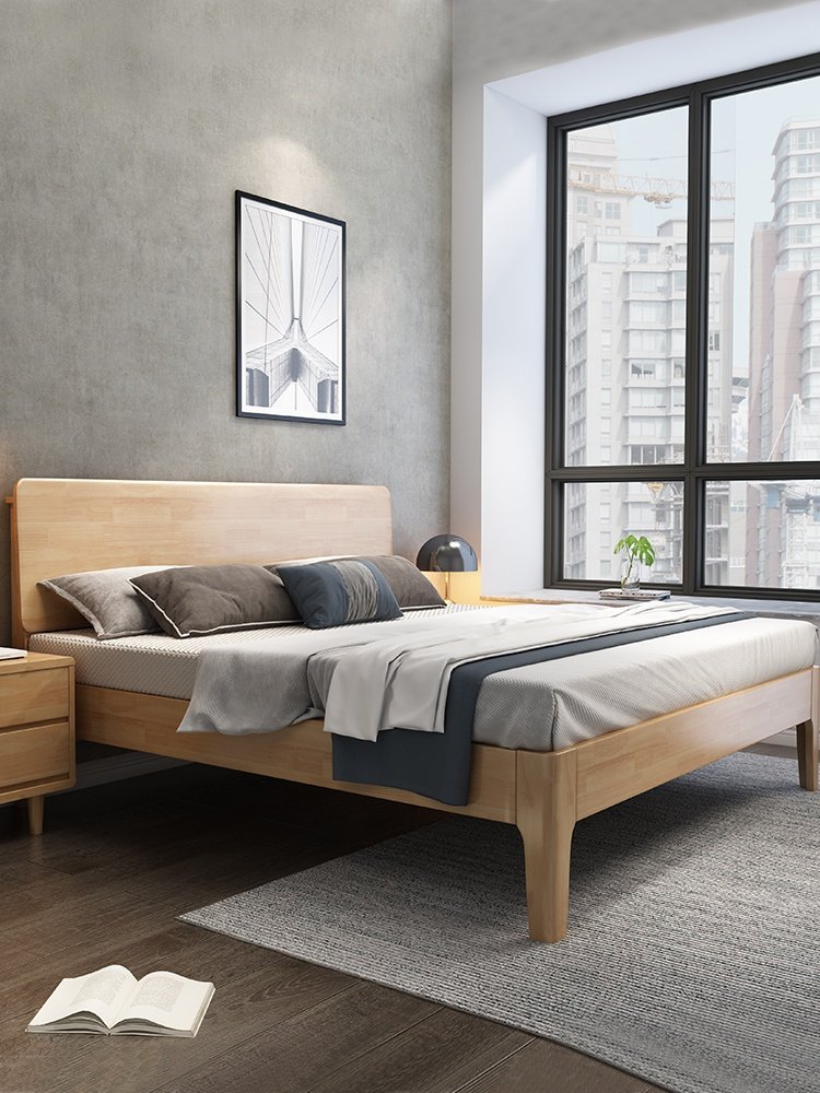 加厚北欧风格高铺实木床现代简约1.8米双人婚床主卧家具小户型