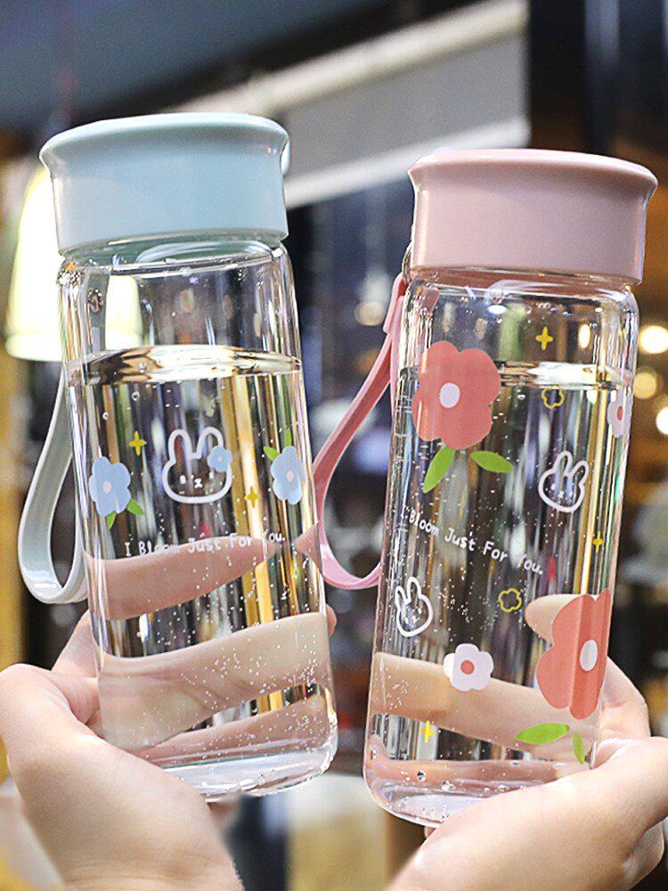 女生水杯粉色设计师艺术感杯子女夏季玻璃不漏水日系好看日式可爱