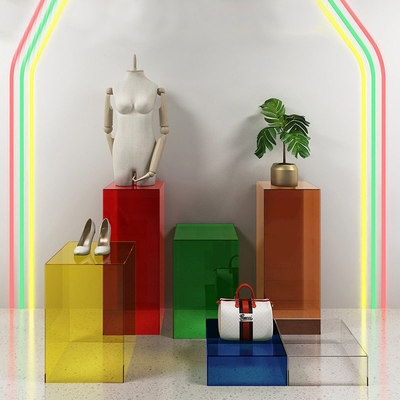 服装设计店橱窗展示架鞋包包架子流水台女装店装饰亚克力展台优惠券