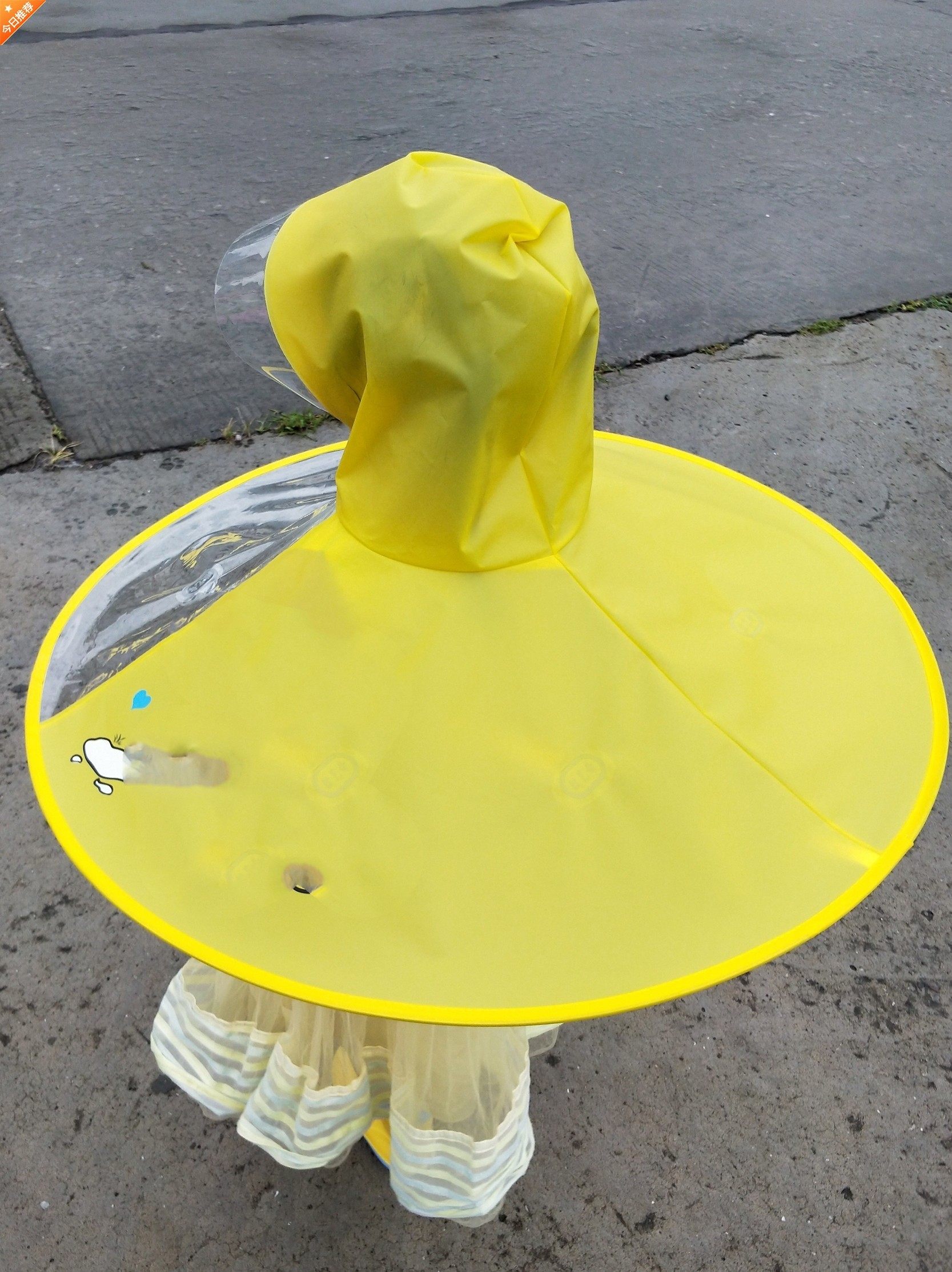 可爱躲雨神器宝宝雨衣一体式全身躲雨神奇头戴式雨斗篷小孩婴防