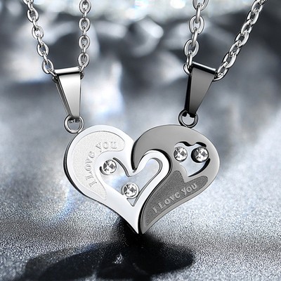 银色爱心项链图片