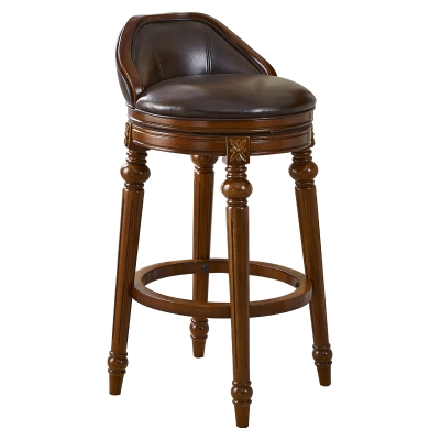 美式实木吧台椅欧式复古高脚椅子家用靠背椅吧凳旋转酒吧椅前台椅
